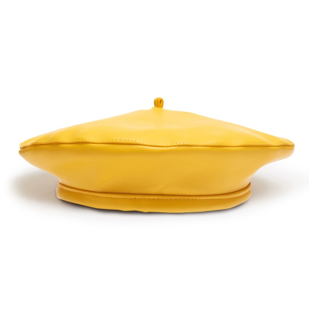 Yellow Faux Leather Beret